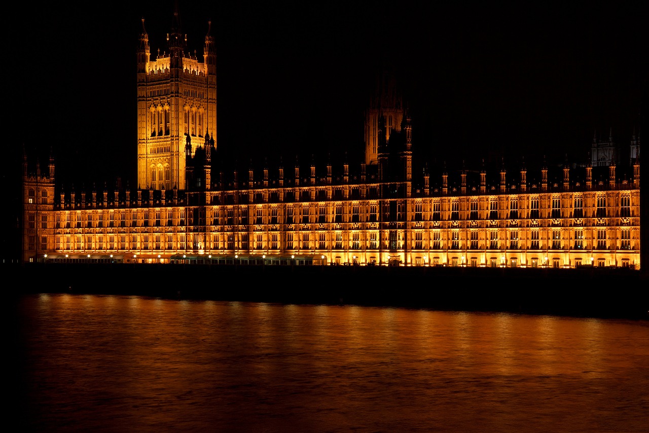 westminster palace, building, night